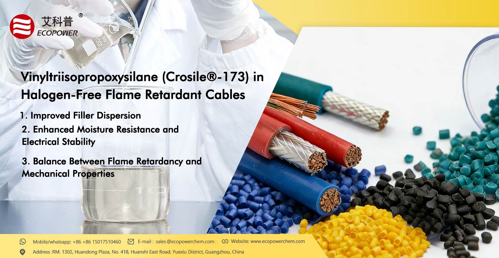 Vinyltriisopropoxysilane (Crosile®-173) in Halogen-Free Flame Retardant Cables