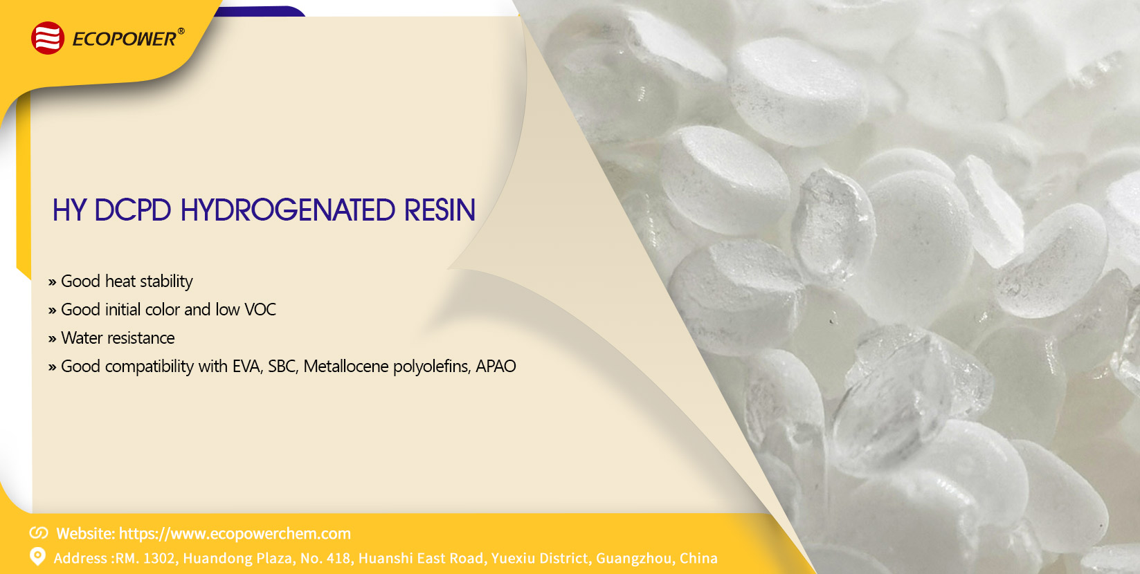 HY DCPD Hydrogenated Resin with Good Initial Color and Low VOC